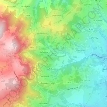Le Glas topographic map, elevation, terrain