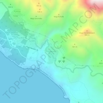 Dhërmi topographic map, elevation, terrain