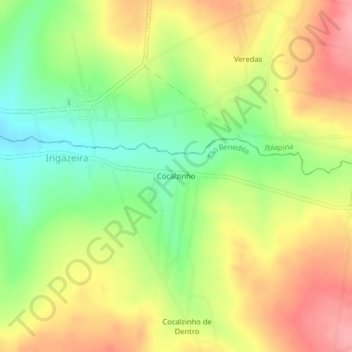 Cocalzinho topographic map, elevation, terrain