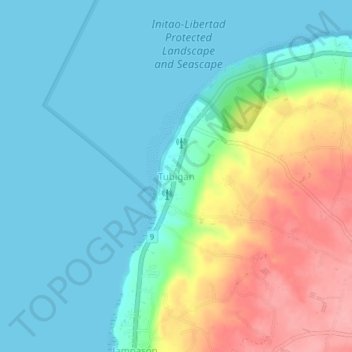 Tubigan topographic map, elevation, terrain