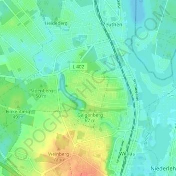 Hochland topographic map, elevation, terrain