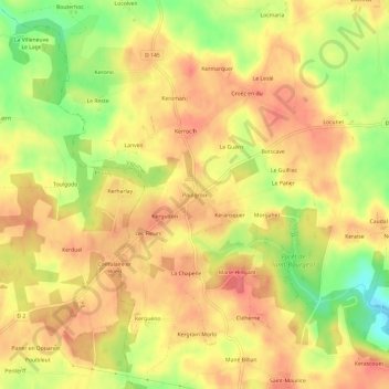 Poulgroix topographic map, elevation, terrain