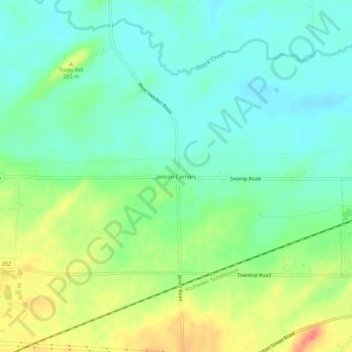 Jericon Corners topographic map, elevation, terrain