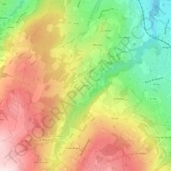 Vuret topographic map, elevation, terrain