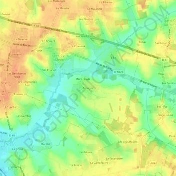 Arringes topographic map, elevation, terrain