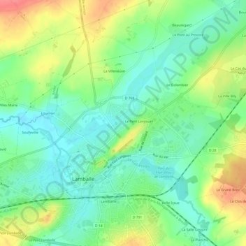 la Guerine topographic map, elevation, terrain