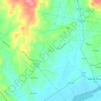 Oleiros topographic map, elevation, terrain
