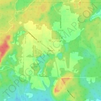 Pickerel topographic map, elevation, terrain