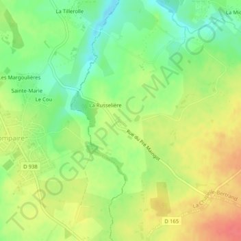 La Sicaudière topographic map, elevation, terrain