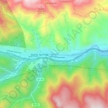 Argo Mill topographic map, elevation, terrain