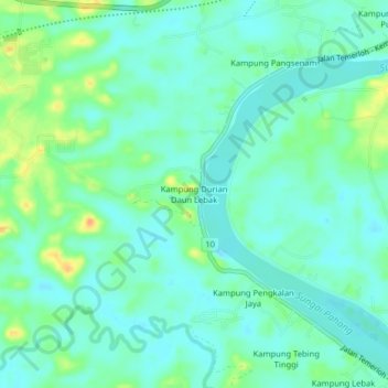 Kampung Durian Daun Lebak topographic map, elevation, terrain