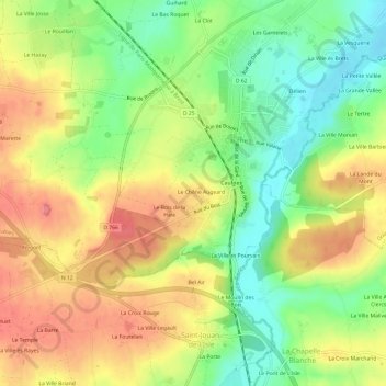 Chantrel topographic map, elevation, terrain