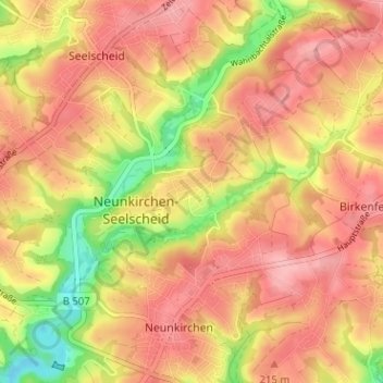Niederwennerscheid topographic map, elevation, terrain