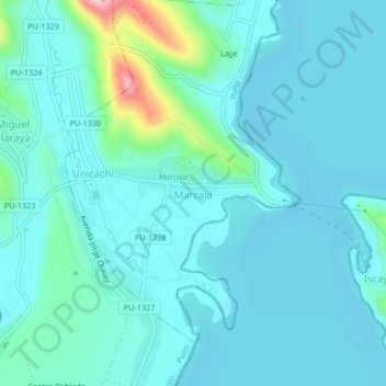 Marcaja topographic map, elevation, terrain