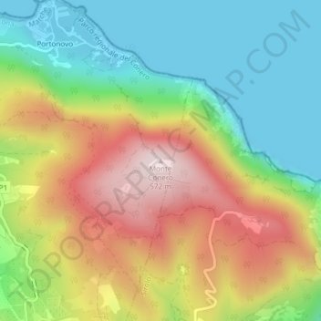 Monte Conero topographic map, elevation, terrain