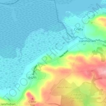 Wernffrwd topographic map, elevation, terrain
