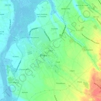 Lagoa topographic map, elevation, terrain