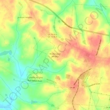 Washington Heights topographic map, elevation, terrain