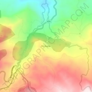 Rio Suarez topographic map, elevation, terrain