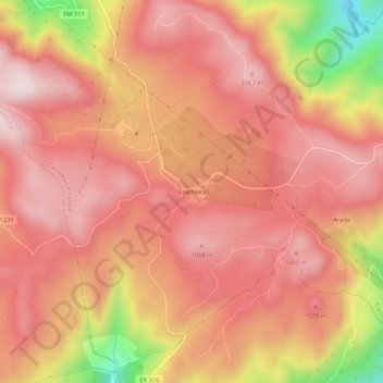 Coelheira topographic map, elevation, terrain