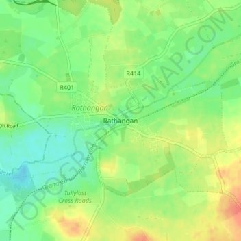 Rathangan topographic map, elevation, terrain