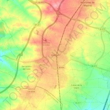 Griñón topographic map, elevation, terrain