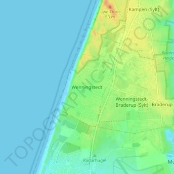 Wenningstedt topographic map, elevation, terrain