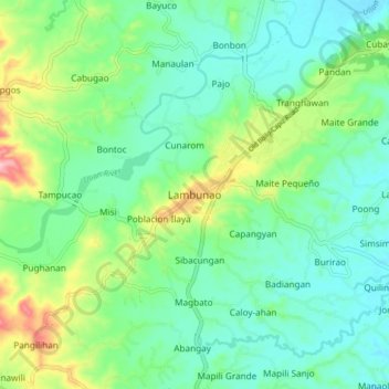Lambunao topographic map, elevation, terrain