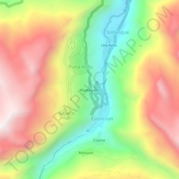 Huatasjapo topographic map, elevation, terrain