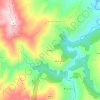 Bustelos topographic map, elevation, terrain
