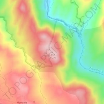 Calvo topographic map, elevation, terrain