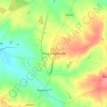 Thorpe Satchville topographic map, elevation, terrain