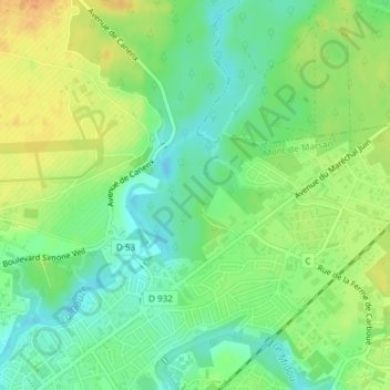 Nonères topographic map, elevation, terrain