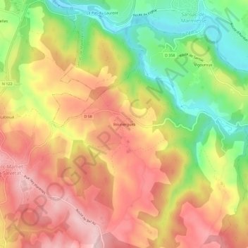Bouriergues topographic map, elevation, terrain