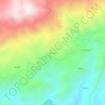Çamiçi topographic map, elevation, terrain