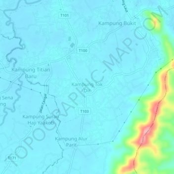 Kampung Tok Dir topographic map, elevation, terrain