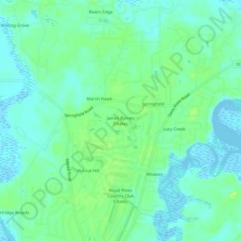 James Byrnes Estates topographic map, elevation, terrain