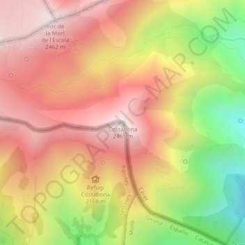 Costabona topographic map, elevation, terrain