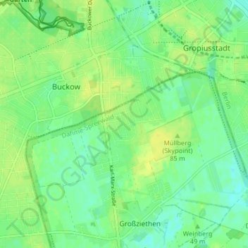 Gartenstadt Großziethen topographic map, elevation, terrain