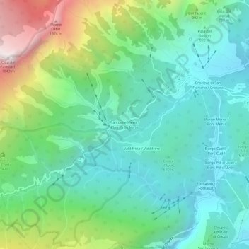 Pian delle Merie topographic map, elevation, terrain
