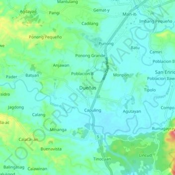 Dueñas topographic map, elevation, terrain