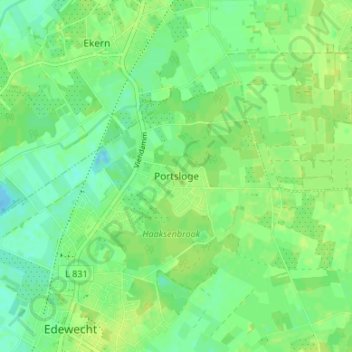 Portsloge topographic map, elevation, terrain
