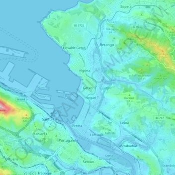 Guecho topographic map, elevation, terrain