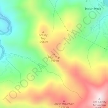 High Top topographic map, elevation, terrain