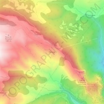 Peracalç topographic map, elevation, terrain