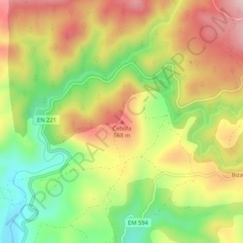 Cebola topographic map, elevation, terrain