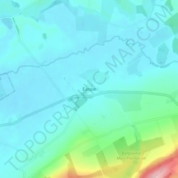 Eassie topographic map, elevation, terrain
