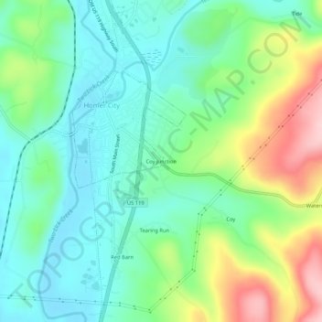 Coy Junction topographic map, elevation, terrain