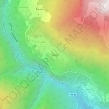 Tebjikha topographic map, elevation, terrain