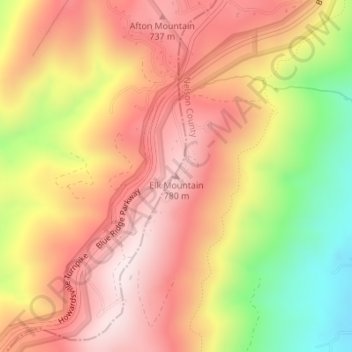 Elk Mountain topographic map, elevation, terrain